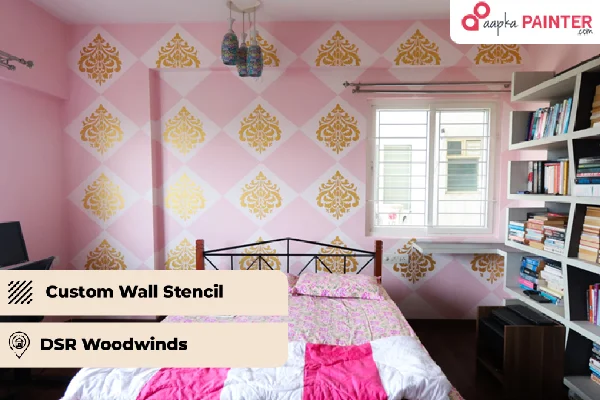 Bedroom Wall Stencil Design - Recent Projects - Aapka Painter