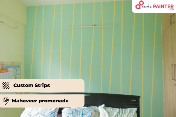 Master Bedroom Custom Strips Wall Texture Design 